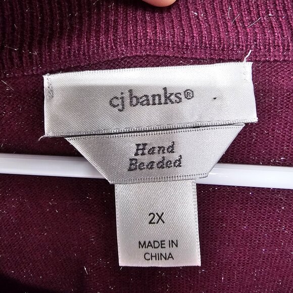 CJ Banks Purple Metallic Sequin Cardigan Sweater Bling 2X - Picture 8 of 11